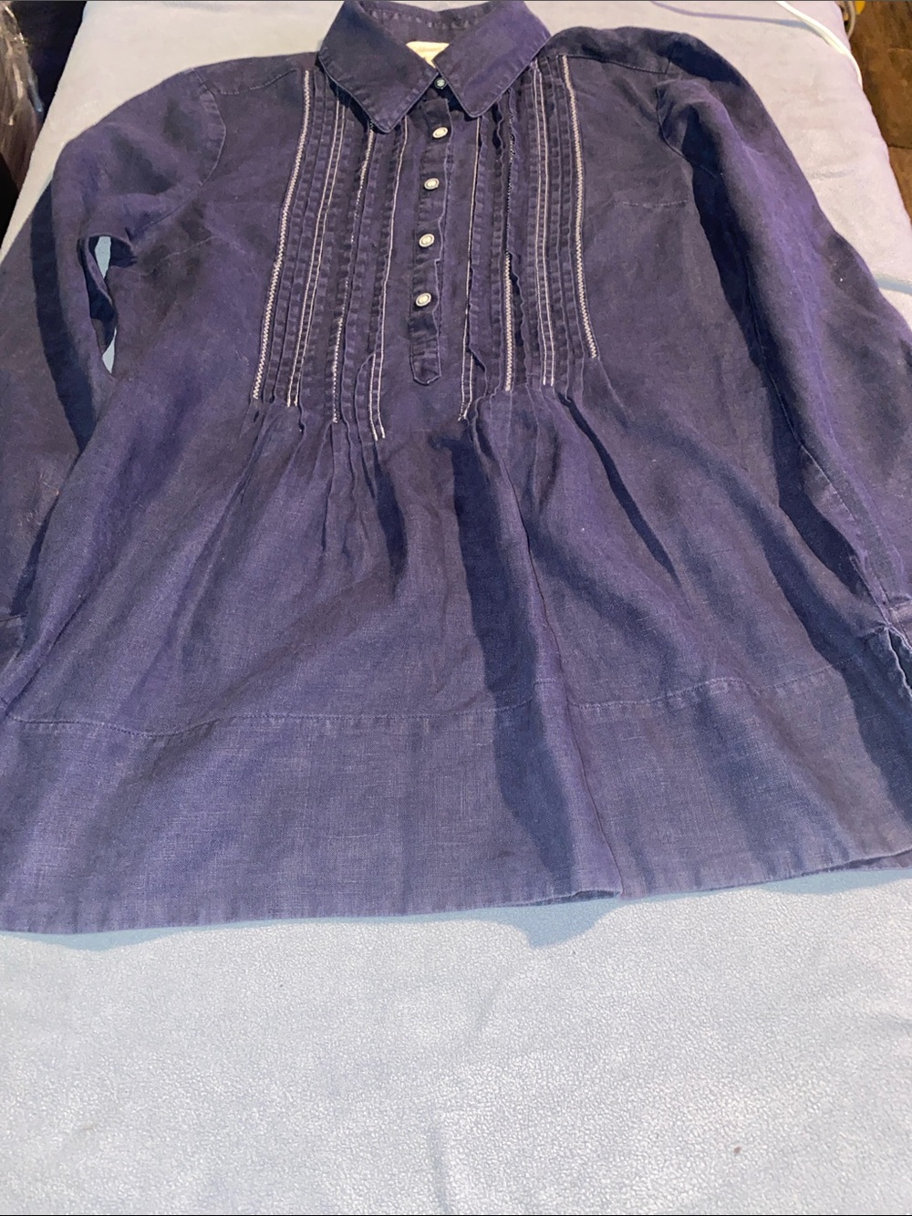 Coldwater Creek Navy Pintuck Button-Front Girls' Tunic Dress